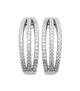 Belles boucles d'oreilles argent massif demi créole zirconium blanc microserti