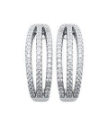 Belles boucles d'oreilles argent massif demi créole zirconium blanc microserti