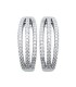 Belles boucles d'oreilles argent massif demi créole zirconium blanc microserti-1