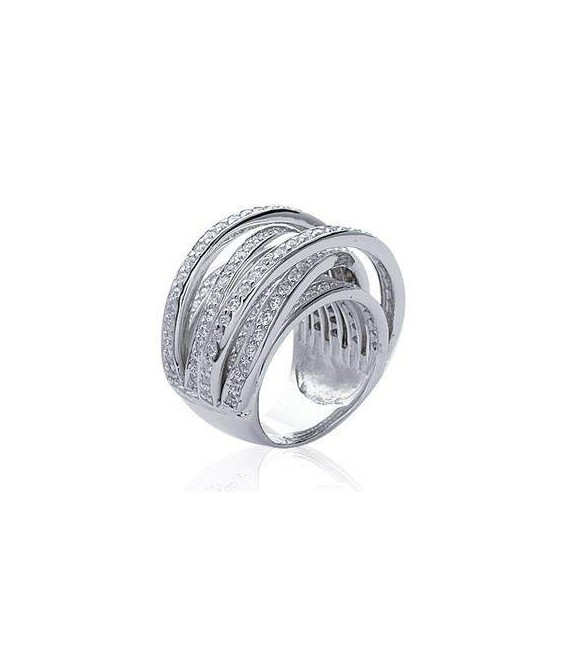 Superbe bague argent massif belle superposition d'anneaux sertis de zirconium-1