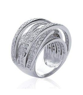 Superbe bague argent massif belle superposition d'anneaux sertis de zirconium-1