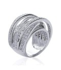 Superbe bague argent massif belle superposition d'anneaux sertis de zirconium