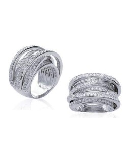 Superbe bague argent massif belle superposition d'anneaux sertis de zirconium-2