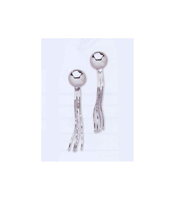 Boucles d'oreilles pendantes d'argent massif boules quatre fils-1