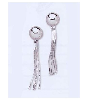 Boucles d'oreilles pendantes d'argent massif boules quatre fils-1