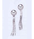 Boucles d'oreilles pendantes d'argent massif boules quatre fils