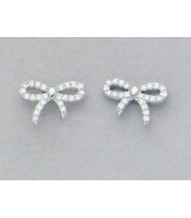 Boucles d'oreilles noeud d'argent massif et zirconium blanc