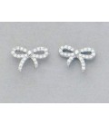 Boucles d'oreilles noeud d'argent massif et zirconium blanc