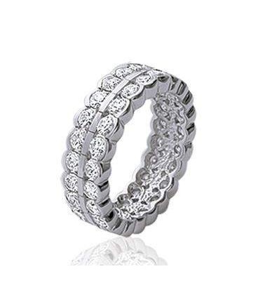 Alliance bague argent massif de zirconium sertis ronds-1