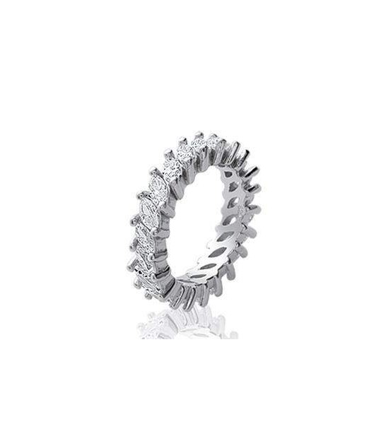 Bague Argent Massif Éventail Avec Zirconiums Noirs & Blancs - Taille 53 - Occasion