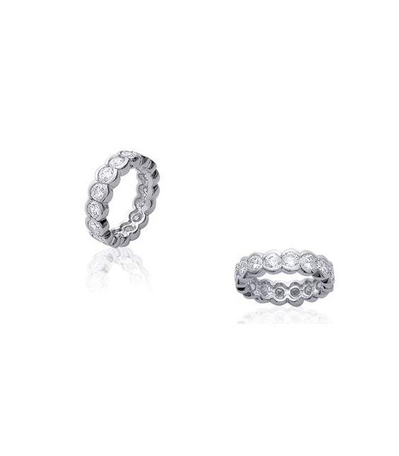 Alliance mariage argent massif sertie de zirconium ronds-1