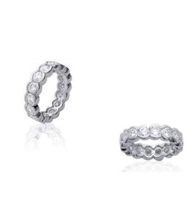 Alliance mariage argent massif sertie de zirconium ronds-1