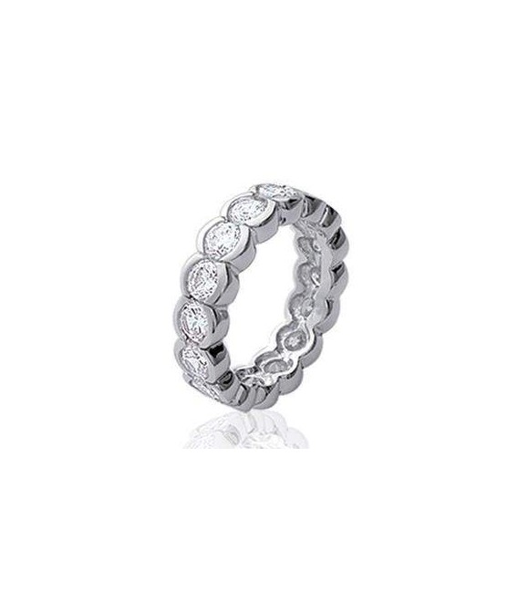 Alliance mariage argent massif sertie de zirconium ronds-2