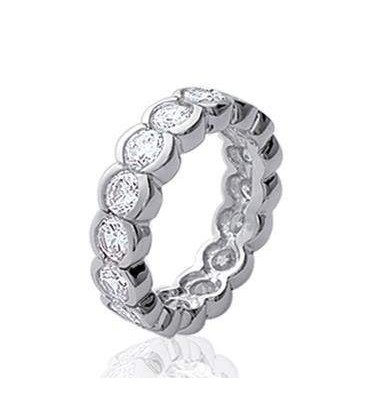 Alliance mariage argent massif sertie de zirconium ronds-2