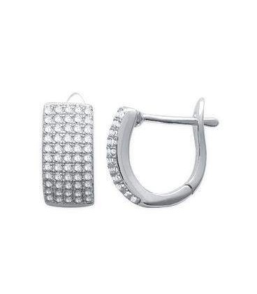 Boucles d'oreilles créole argent massif et zirconium -1