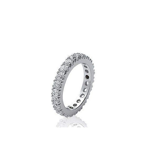 Bague alliance mariage jonc argent massif tour complet de zirconium griffés-1