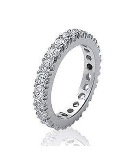 Bague alliance mariage jonc argent massif tour complet de zirconium griffés