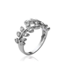 Bague argent massif anneaux feuilles d'oxydes de zirconium blancs-1