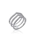 Bague femme argent navette zirconium