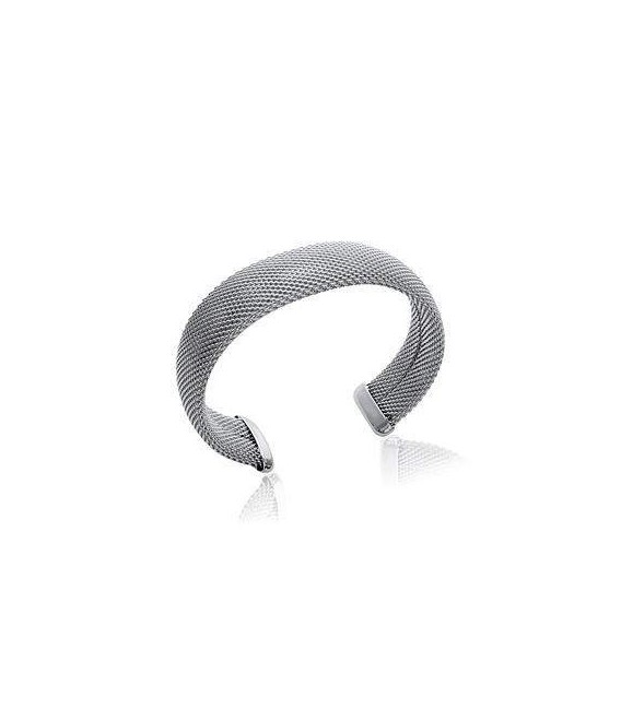 Bracelet rigide jonc argent massif tressé ouvert-1