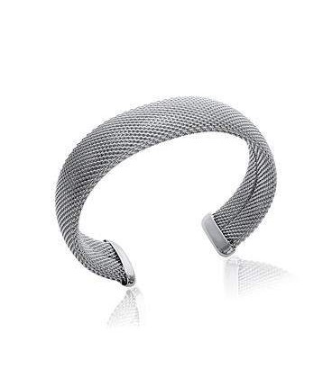 Bracelet rigide jonc argent massif tressé ouvert-1