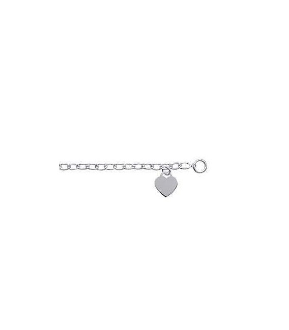 Bracelet argent massif maille marine revisitée breloque coeur -1