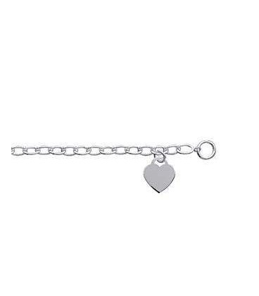 Bracelet argent massif maille marine revisitée breloque coeur -1