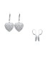 Boucles d'oreilles dormeuse pendant coeur argent massif zirconium blanc-1