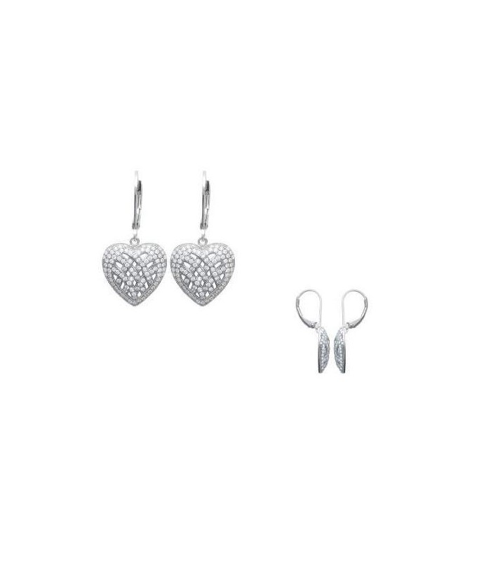 Boucles d'oreilles argent 925 dormeuses coeurs zirconias