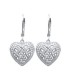 Boucles d'oreilles dormeuse pendant coeur argent massif zirconium blanc-2