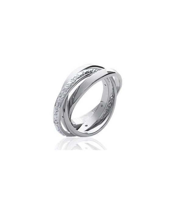 Bague trois anneaux argent massif zirconium-1