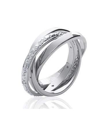 Bague trois anneaux argent massif zirconium-1