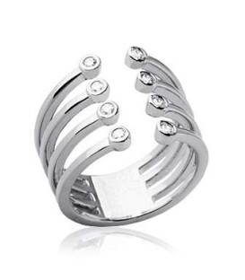 Bague argent ouverte anneaux sertis de zirconium