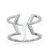 Bague ouverte zigzag argent massif barrettes de zirconium blanc -1