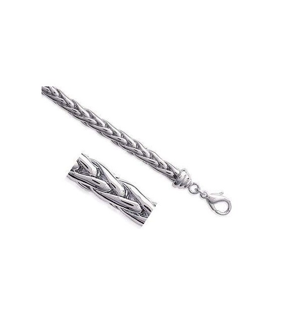 Bracelet argent massif maille palmier -1