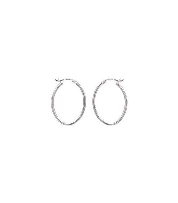 Créoles ovale boucles d'oreilles tube argent massif -1