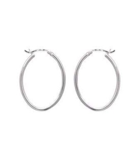 Créoles ovale boucles d'oreilles tube argent massif 