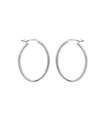 Créoles ovale boucles d'oreilles tube argent massif -1