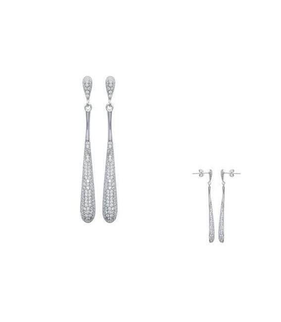 Boucles d'oreilles argent pendant de zirconium -1