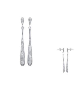 Boucles d'oreilles argent pendant de zirconium -1