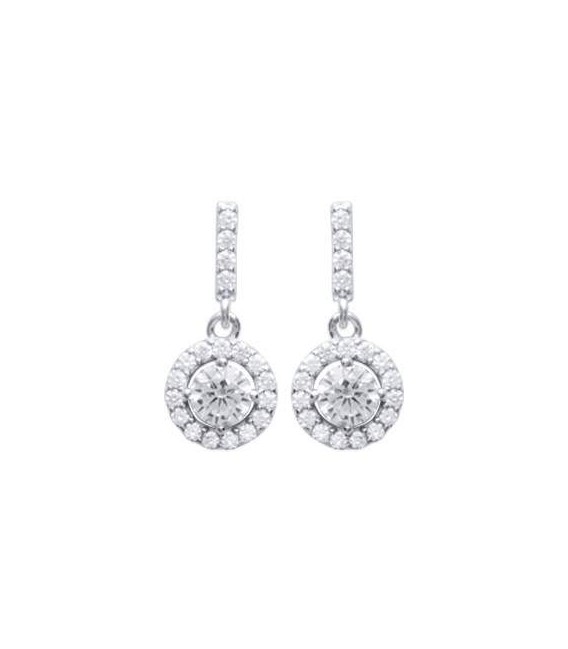 Boucles d'oreilles pendants argent massif pendants zirconium blanc.-1