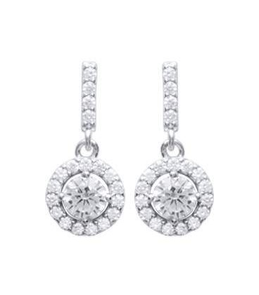 Boucles d'oreilles pendants argent massif pendants zirconium blanc.-1