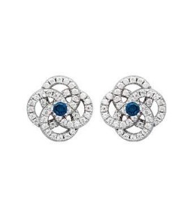 Boucles d'oreilles zirconium blanc et saphir microserti rehaussé