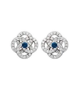 Boucles d'oreilles zirconium blanc et saphir microserti rehaussé-1