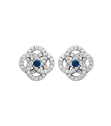 Boucles d'oreilles zirconium blanc et saphir microserti rehaussé-1