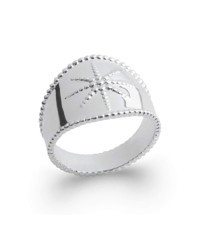 Bague Large en Argent - Anneau tube croisé sur le dessus TAILLE 56