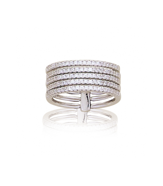 Grosse bague argent cinq rangs de zirconium micro serti-1