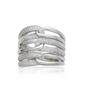 Grosse bague argent massif ajourées micro serti zirconium blanc-1