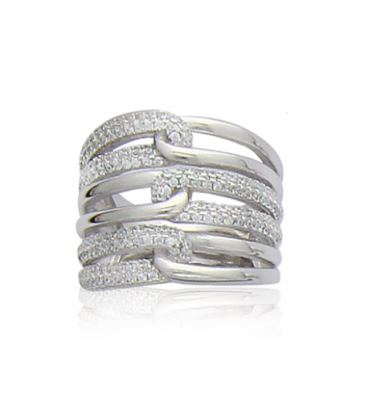 Grosse bague argent massif ajourées micro serti zirconium blanc-1