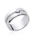 Bague alliance argent massif zirconium micro serti en demi jonc cubic de zirconium-1